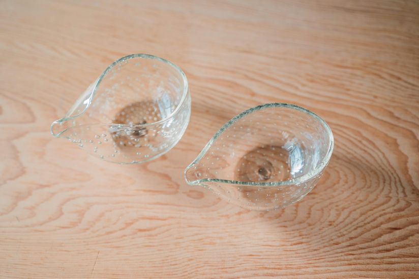 くるみしずくの片口 スタンダード泡 | ガラス工房 橙